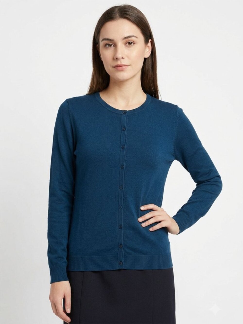 August Silk Blue Silk Blend Button Down Knit Cardigan Sweater Size Medium